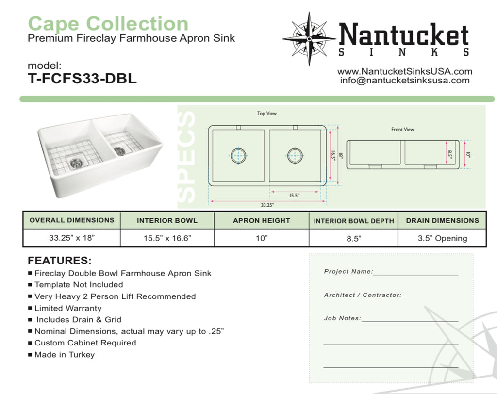 Fiche technique Nantuket_T-FCFS33-DBL