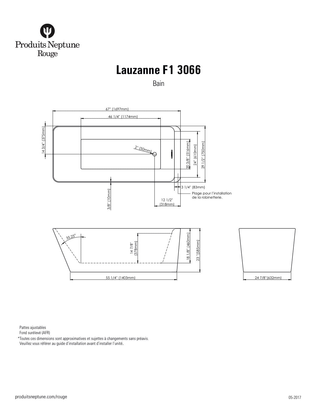 Baignoire autoportante Lauzanne