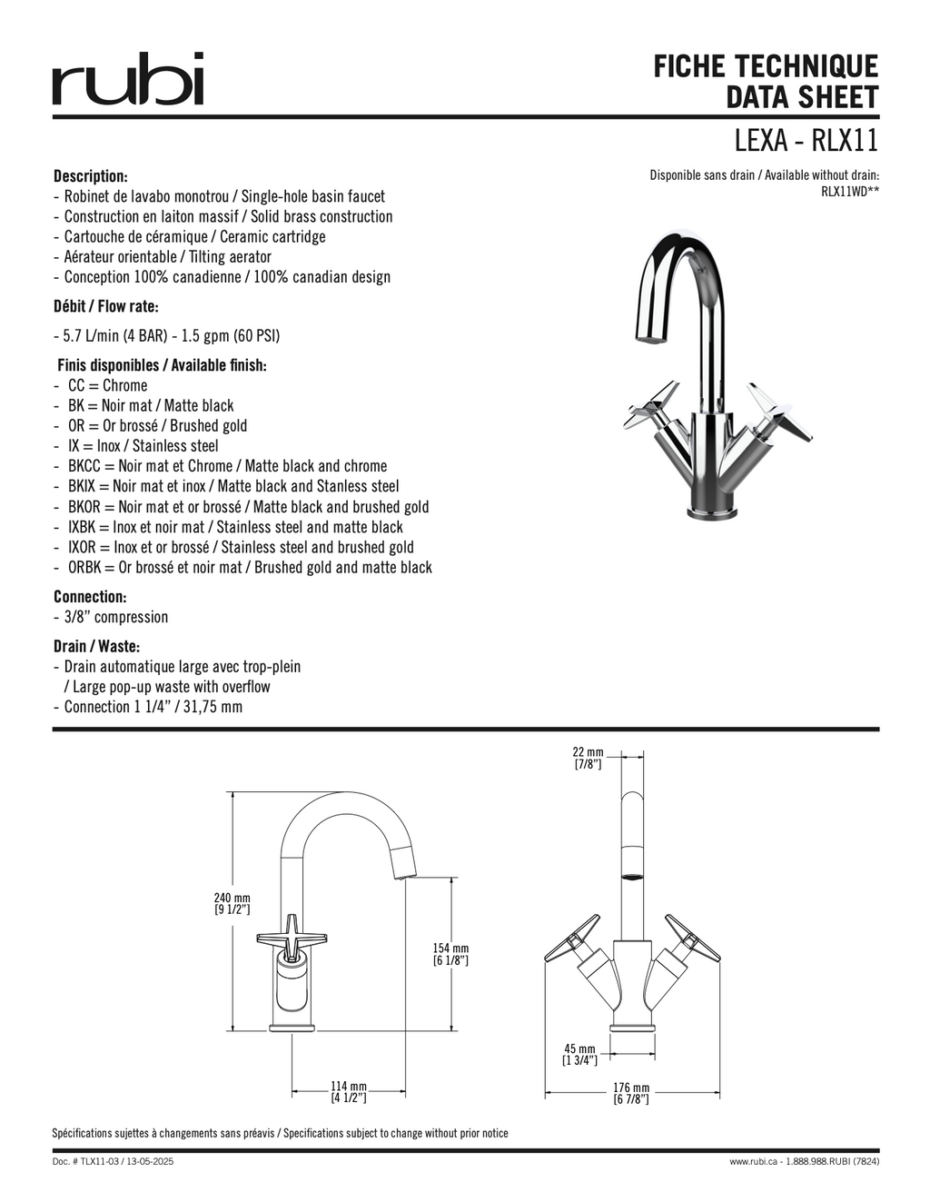 Robinet de lavabo Chrome