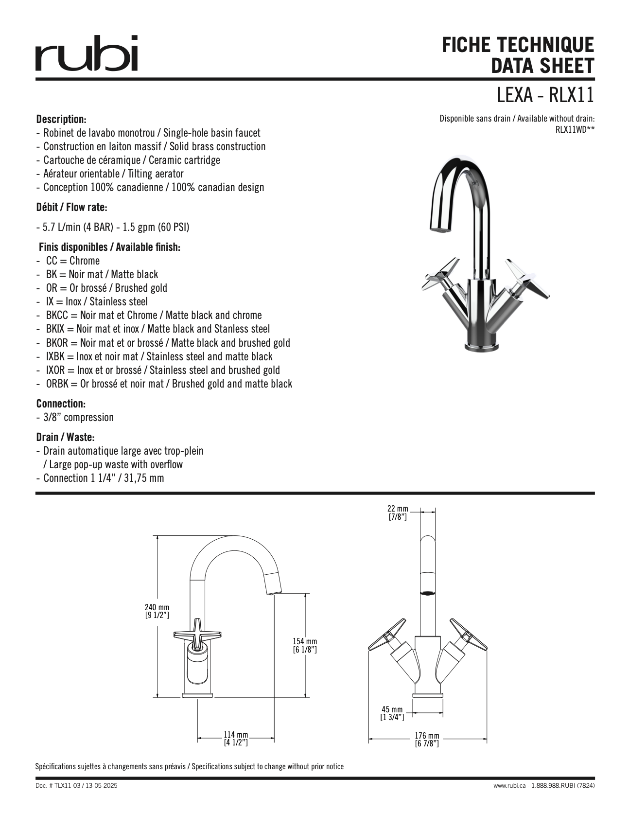 Robinet de lavabo Chrome