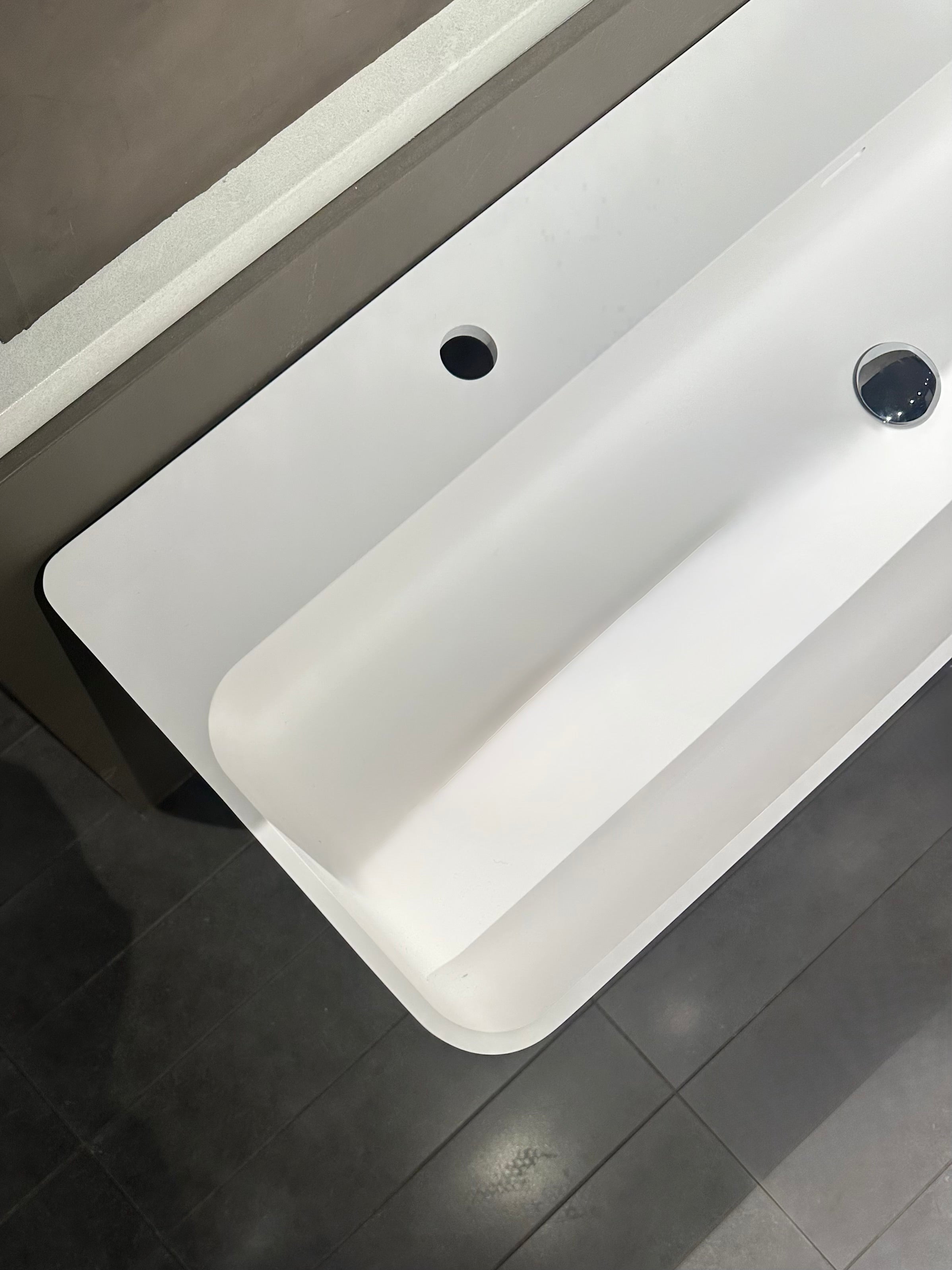 Lavabo double mural blanc