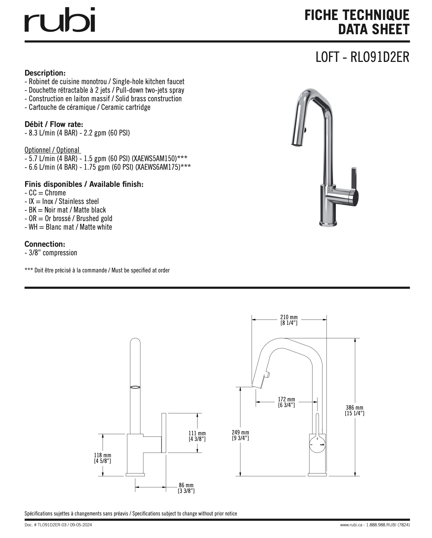 Robinet de cuisine, Blanc mat